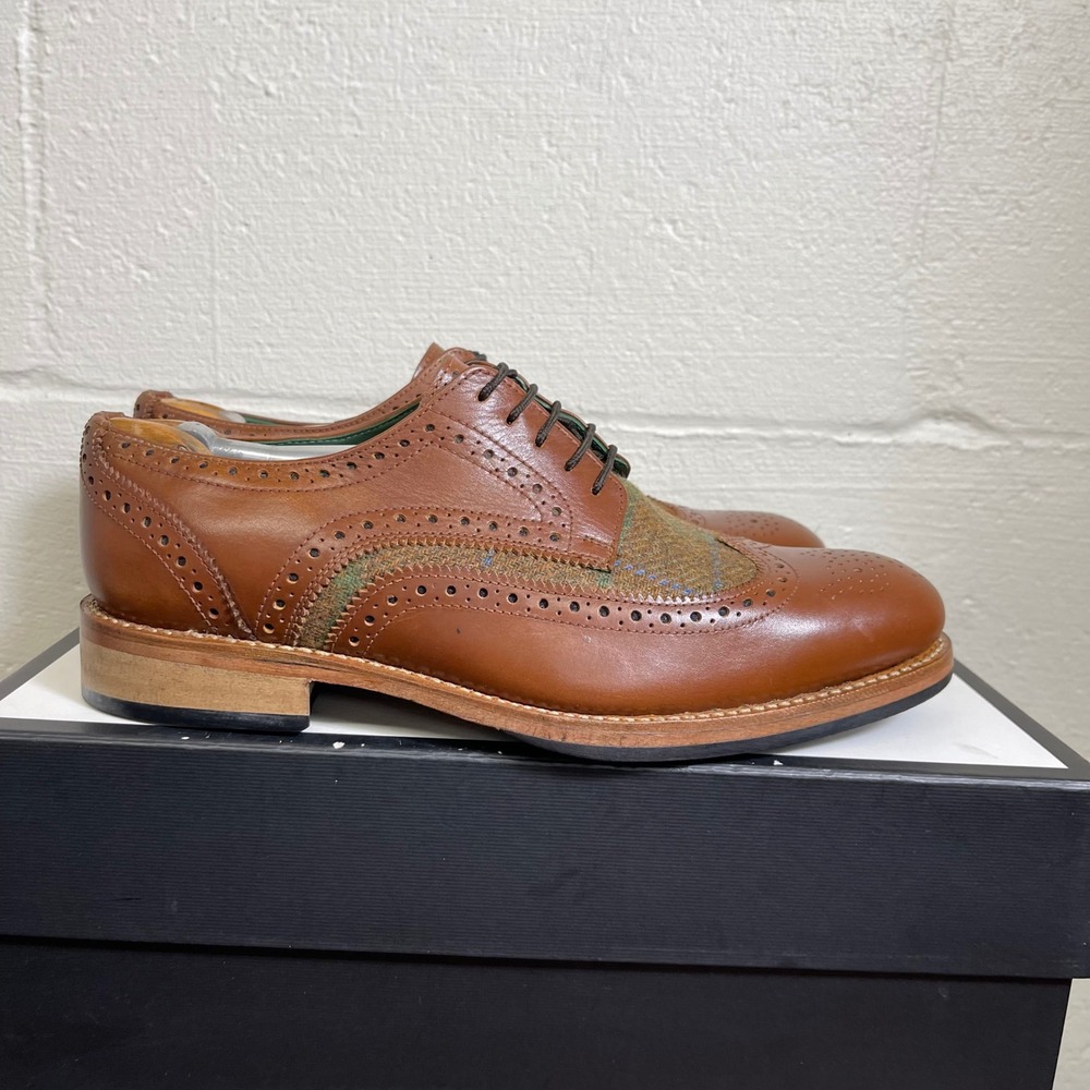 Samuel Windsor Brown Leather Wingtip Oxford Dress Shoes Men's Size 7.5 US‎